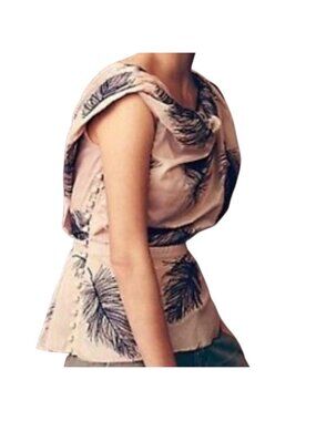 Anthropologie Byron Lars Beauty Mark Embroidery Feather Blouse Pink Size 4 Boho